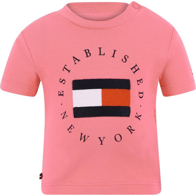 商品Tommy Hilfiger|Logo set of shorts and t shirt in pink and white,价格¥602,第4张图片详细描述