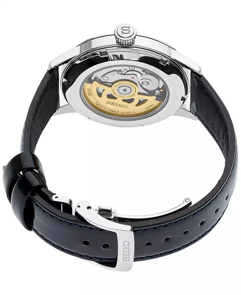 商品Seiko|Men's Automatic Presage Black Leather Strap Watch 40.5mm,价格¥3182,第3张图片详细描述