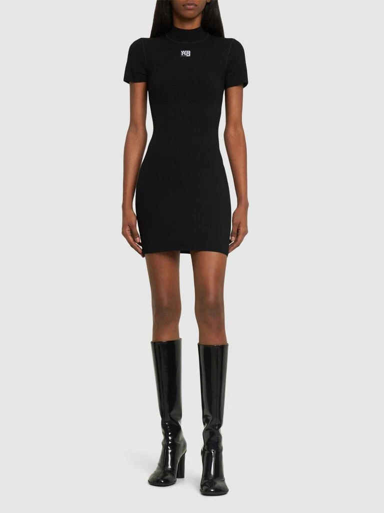 商品Alexander Wang|女式 徽标弹力平纹针织迷你连衣裙,价格¥3480,第1张图片详细描述