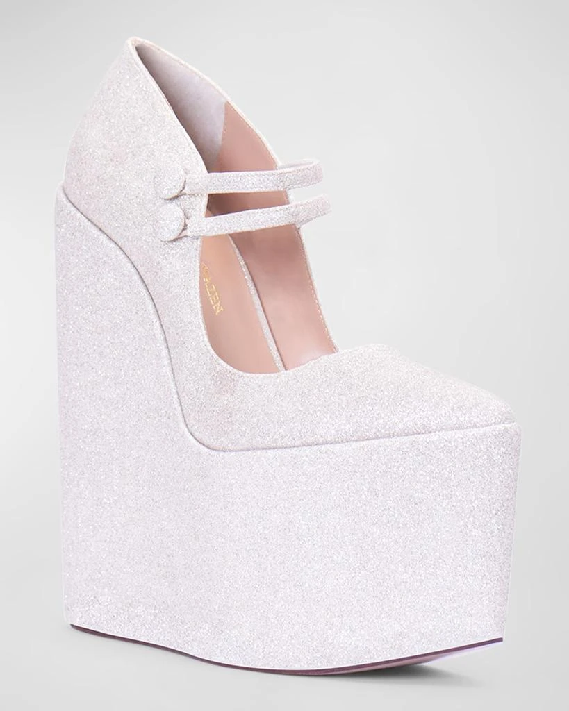 商品Andrea Wazen|Jeu Glitter Mary Jane Platform Wedge Pumps,价格¥3244,第2张图片详细描述