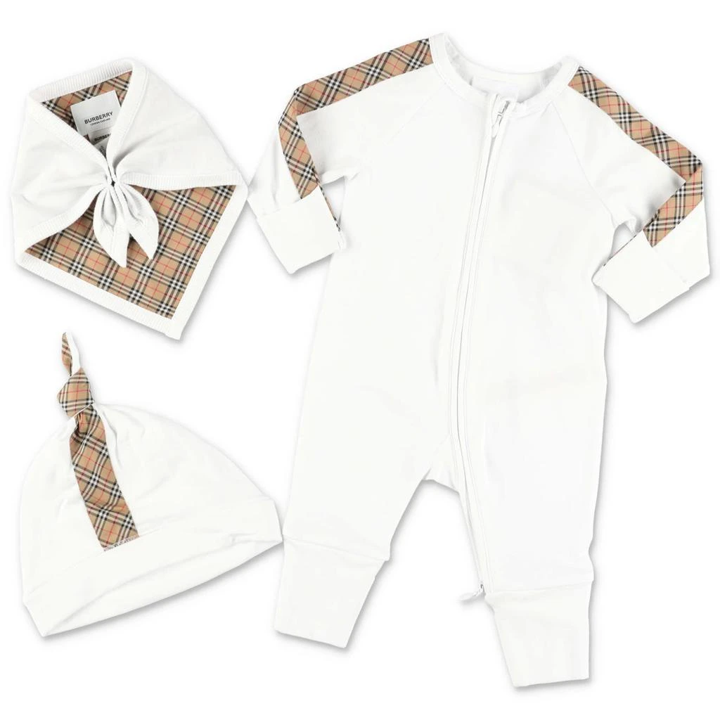 商品Burberry|Burberry Set Da Tre Pezzi Con Tutina Cappello E Bavetta Colore Bianco In Cotone,价格¥2338,第1张图片