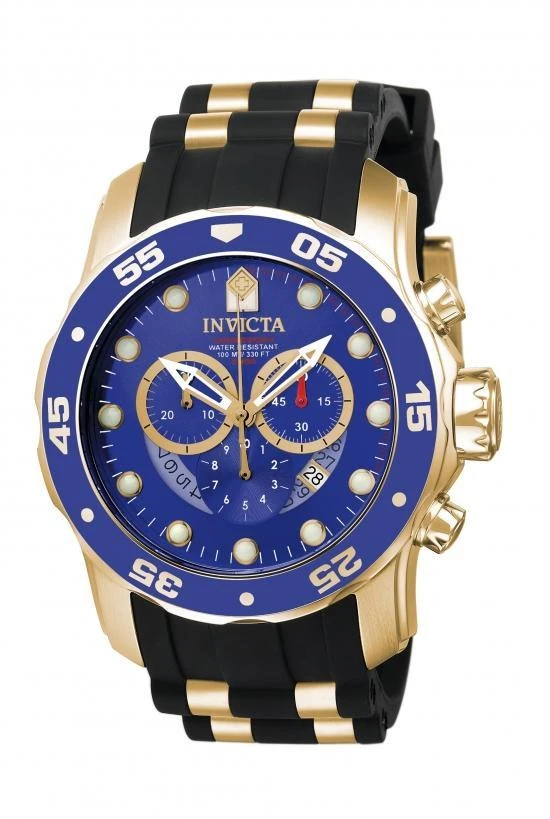商品Invicta|Invicta 6983 Men's Steel & Polyurethane Band Quartz Pro Diver Chrono Blue Dial Date Watch,价格¥622,第2张图片详细描述