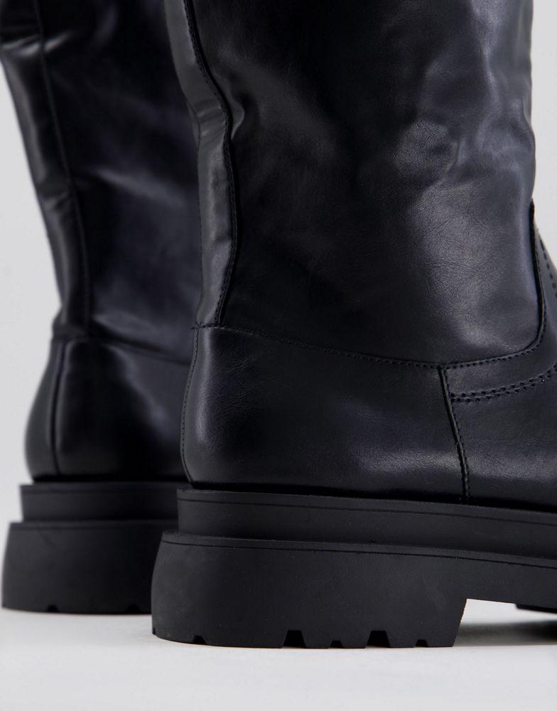 ASOS DESIGN calf length chelsea boot in black faux leather with matte finish商品第2张图片规格展示