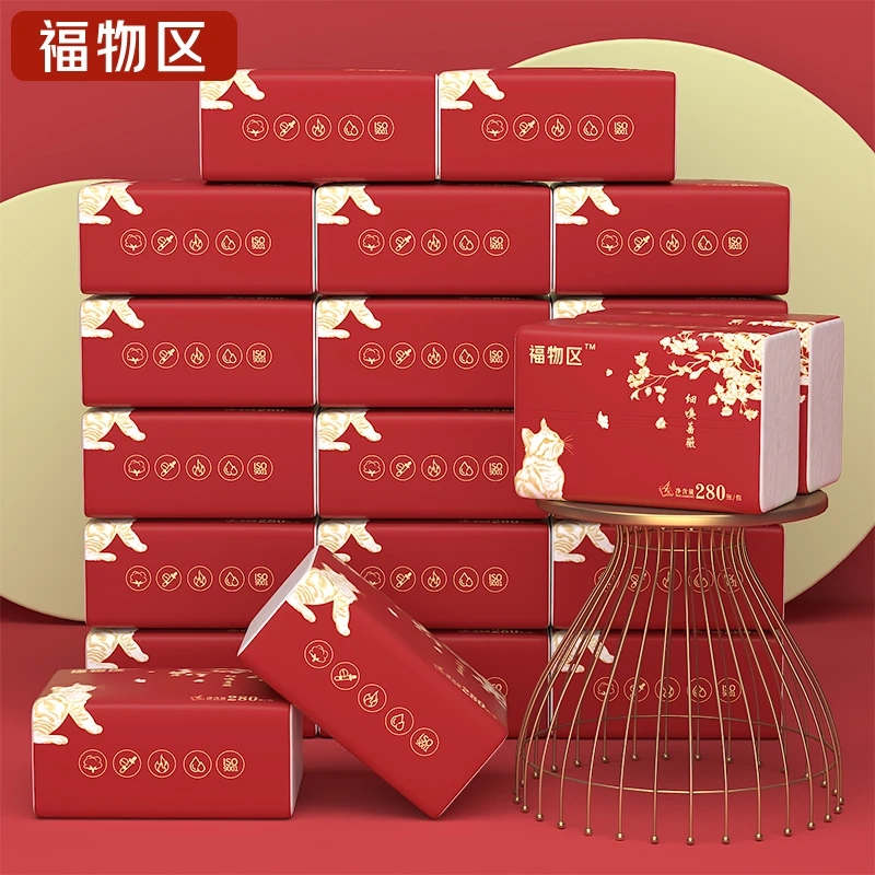 福物区抽纸 超韧4层280张 24包软抽 纸巾(真S码) 整箱销售 湿水不易破 母婴可用 商品