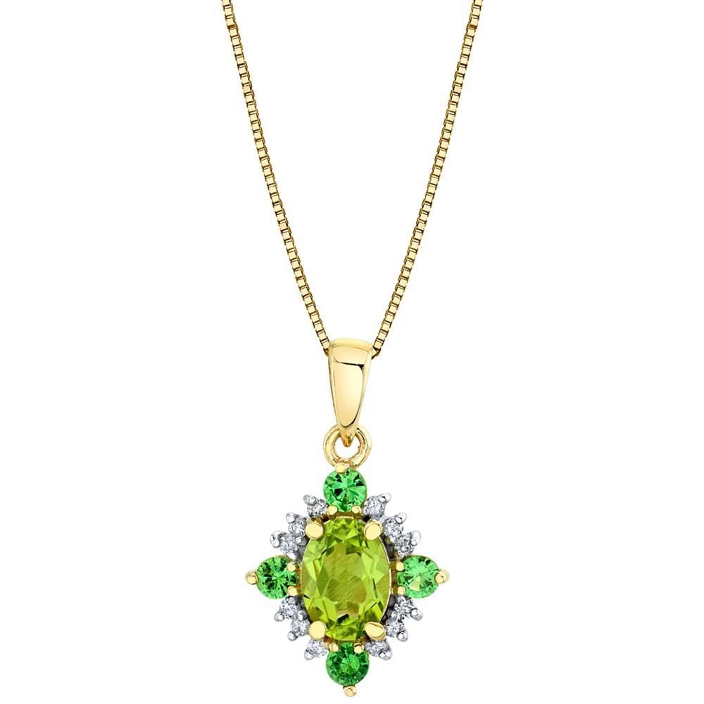 Multi-Gemstone (1-1/3 ct. t.w.) & Diamond (1/10 ct. t.w.) 18" Pendant Necklace in 10k Gold商品第1张图片规格展示