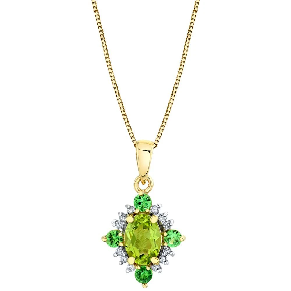 商品Macy's|Multi-Gemstone (1-1/3 ct. t.w.) & Diamond (1/10 ct. t.w.) 18" Pendant Necklace in 10k Gold,价格¥2277,第1张图片