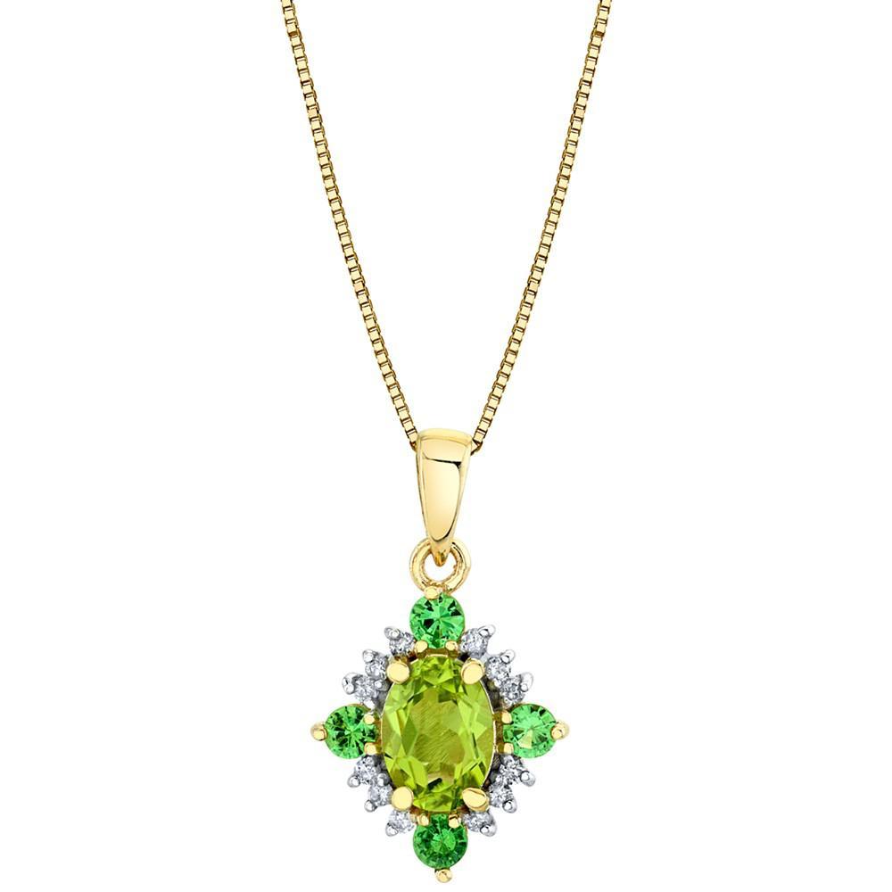 商品Macy's|Multi-Gemstone (1-1/3 ct. t.w.) & Diamond (1/10 ct. t.w.) 18" Pendant Necklace in 10k Gold,价格¥1846,第1张图片