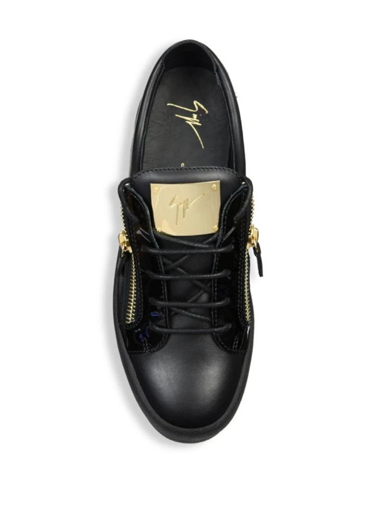 商品Giuseppe Zanotti|Double Zipper & Lace-Up Leather Sneakers,价格¥2492,第4张图片详细描述