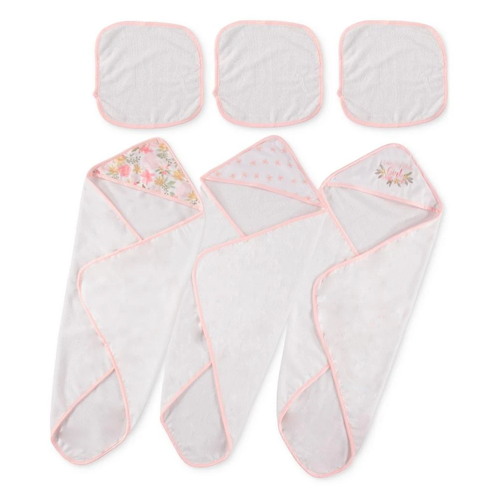 商品Chickpea|Baby Girls Hooded Bath Towel and Washcloth, 6 Piece Set,价格¥45,第2张图片详细描述