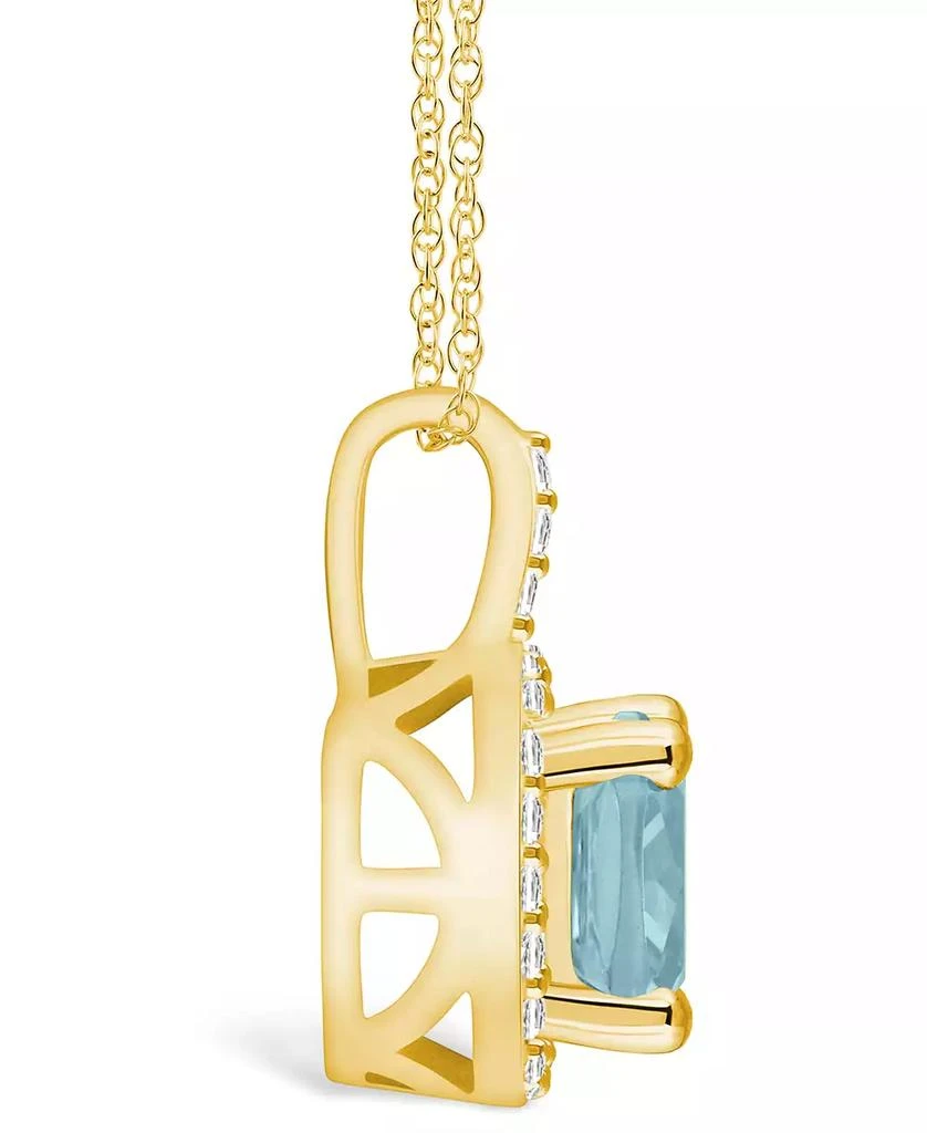 商品Macy's|Aquamarine (2 Ct. T.W.) and Diamond (1/4 Ct. T.W.) Halo Pendant Necklace in 14K Yellow Gold,价格¥10732,第3张图片详细描述