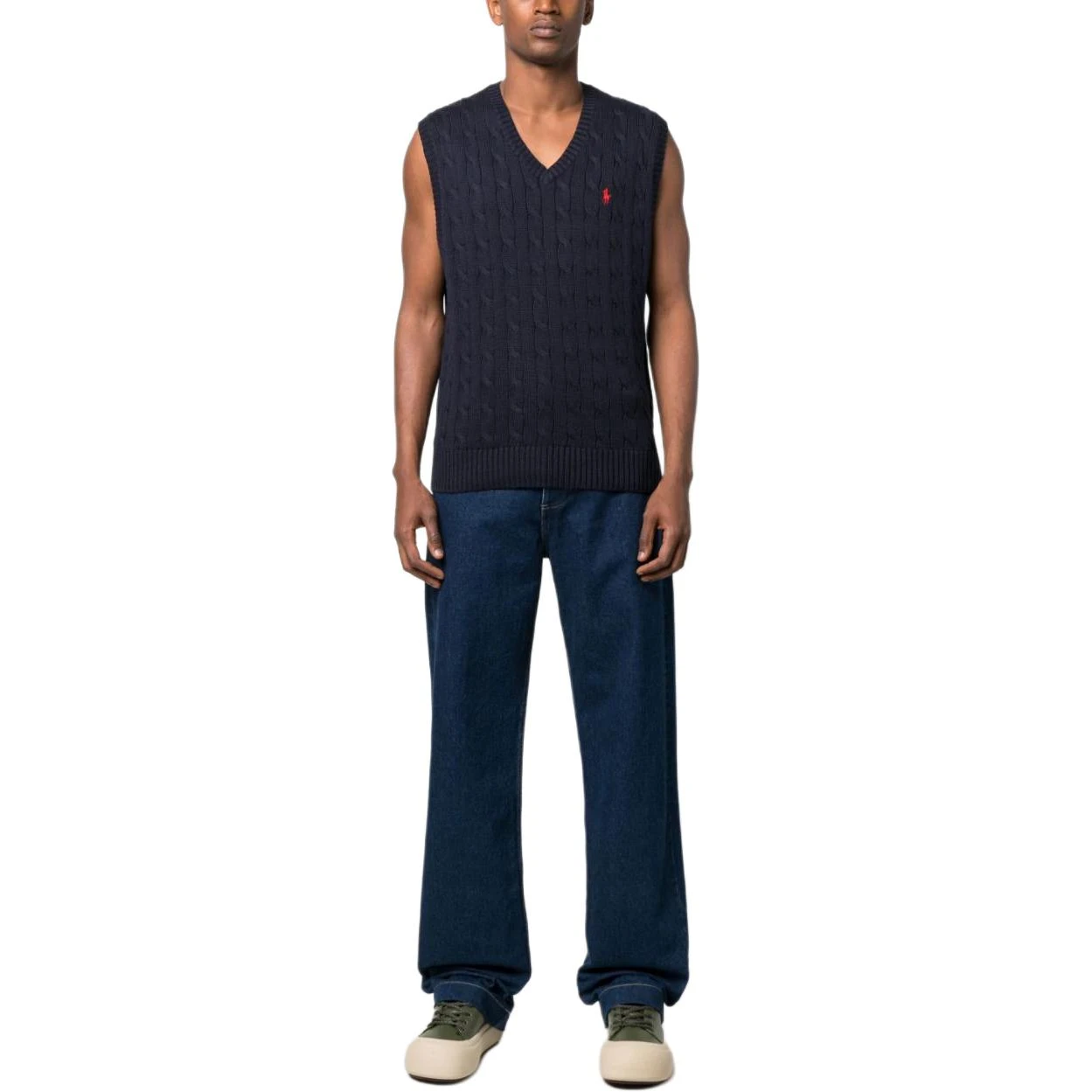 商品[国内直发] Ralph Lauren|[预售3天]小马图案绞花针织背心 男款 黑色,价格¥1166,第4张图片详细描述