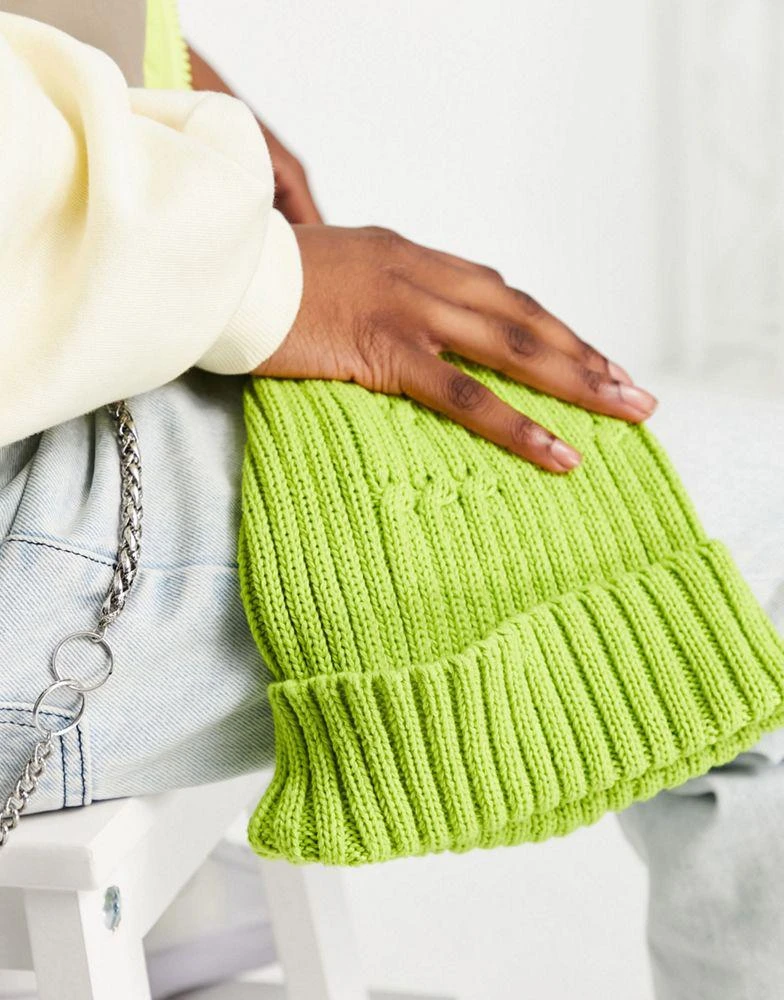 商品Topshop|Topshop chunky rib beanie in green - LGREEN,价格¥40,第3张图片详细描述