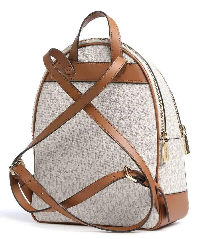 商品Michael Kors|Ladies Brooklyn Medium Pebbled Leather Backpack - Ivory/Brown,价格¥1457,第2张图片详细描述