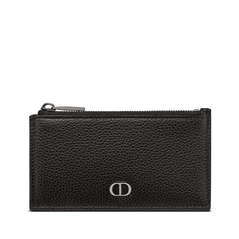 商品Dior|DIOR/迪奥 21年秋冬款 黑色粒面小牛皮拉链卡夹钱包,价格¥3259,第1张图片