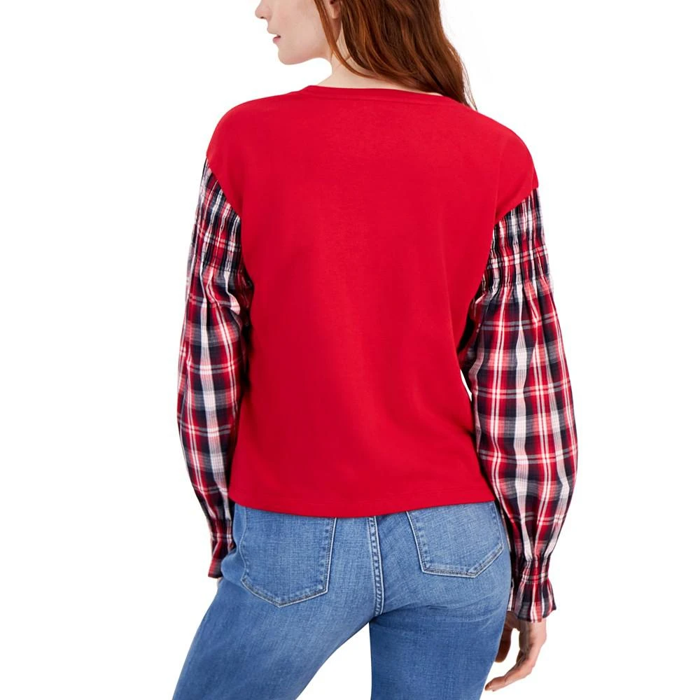 商品Tommy Hilfiger|Women's Mixed-Media Long-Sleeve Sweatshirt,价格¥314,第3张图片详细描述
