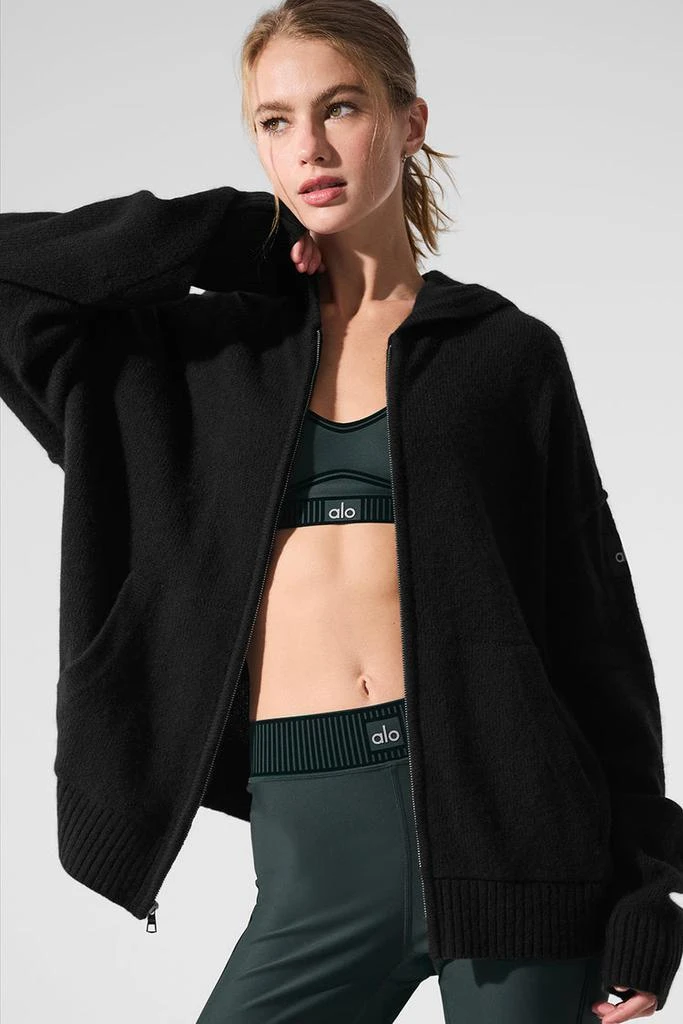 商品Alo|New Class Cashmere Full Zip Hoodie - Black,价格¥3033,第3张图片详细描述
