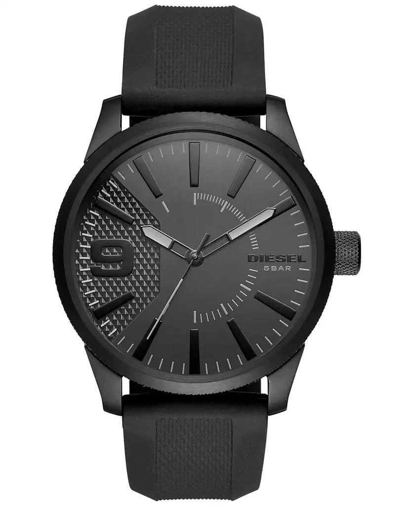 商品Diesel|柴油男士黑色硅胶表带手表46x53mm DZ1807,价格¥1266,第1张图片