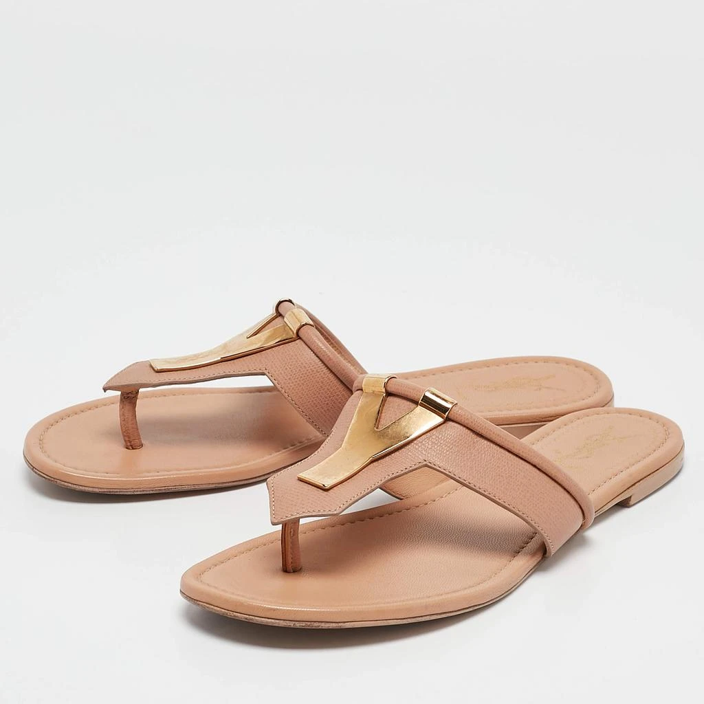 商品[二手商品] Yves Saint Laurent|Yves Saint Laurent Beige Leather Ycon Thong Flats Size 38,价格¥3604,第2张图片详细描述