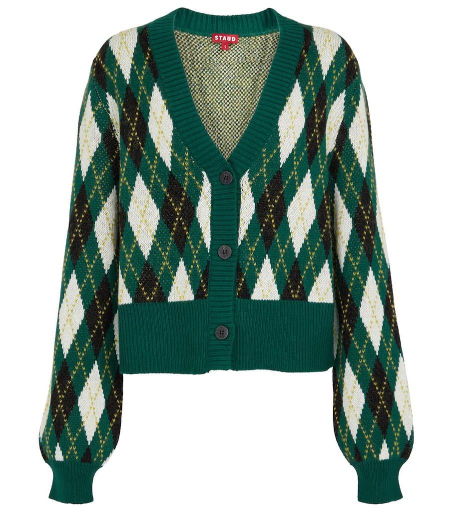 商品Staud|Knave菱形花纹棉质混纺开衫,价格¥1548,第1张图片