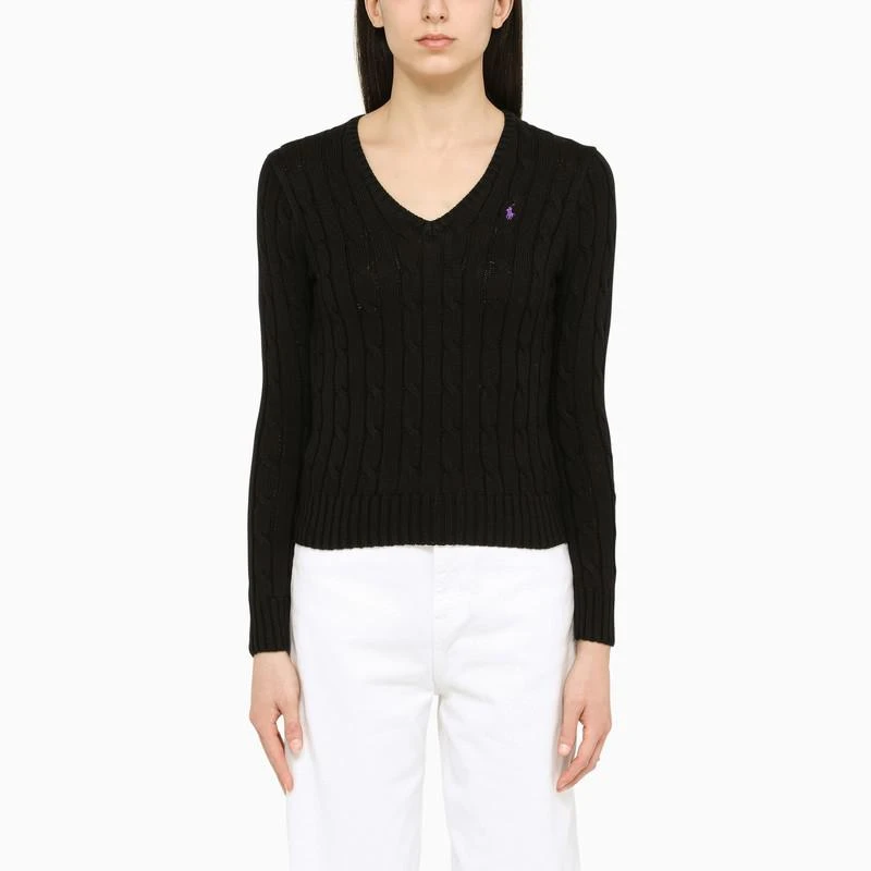 商品Ralph Lauren|Black sweater with V-neck,价格¥968,第1张图片