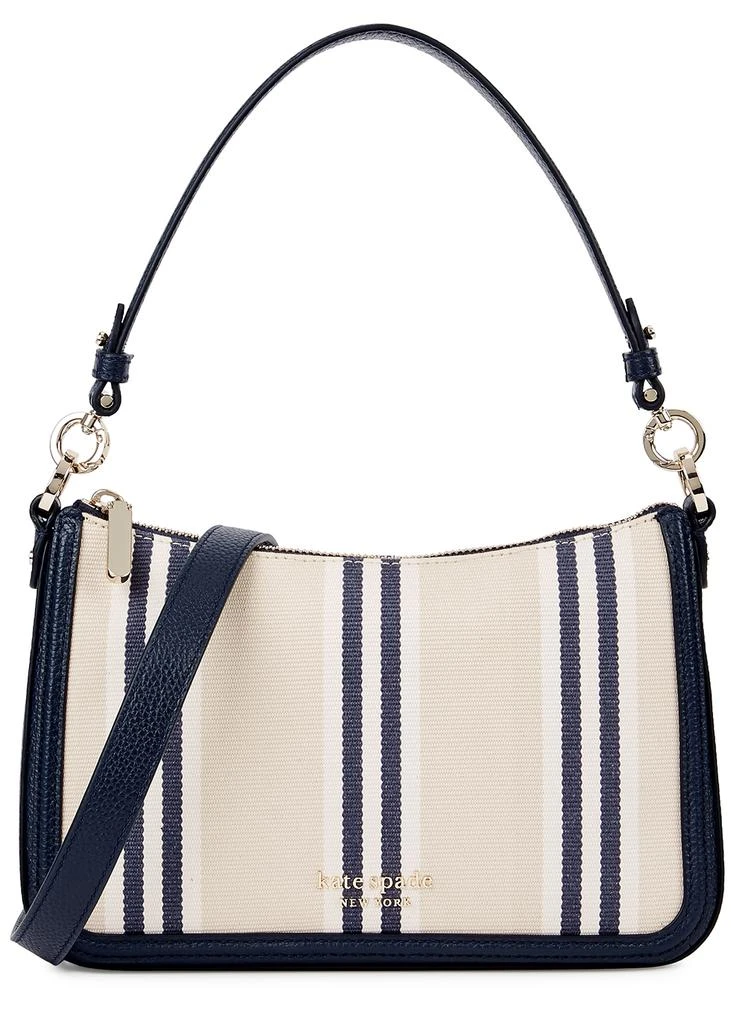 商品Kate Spade|Striped canvas and leather cross-body bag,价格¥1316,第1张图片