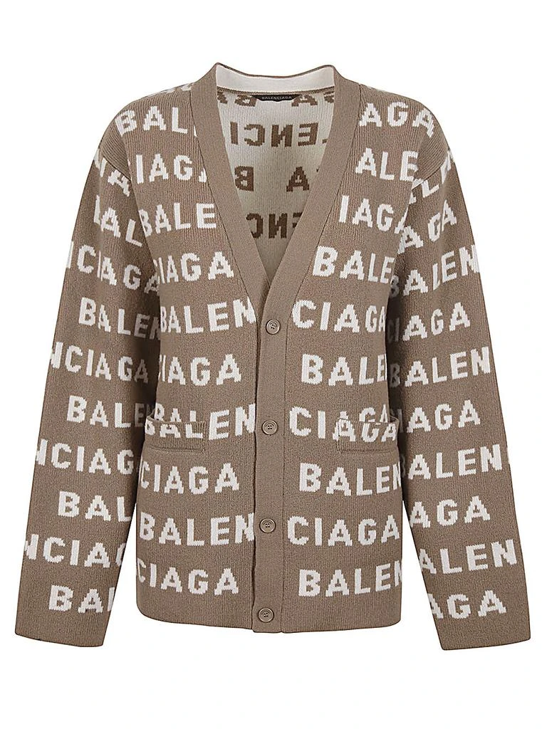 商品Balenciaga|BALENCIAGA - Allover Logo Wool Cardigan,价格¥9982,第1张图片