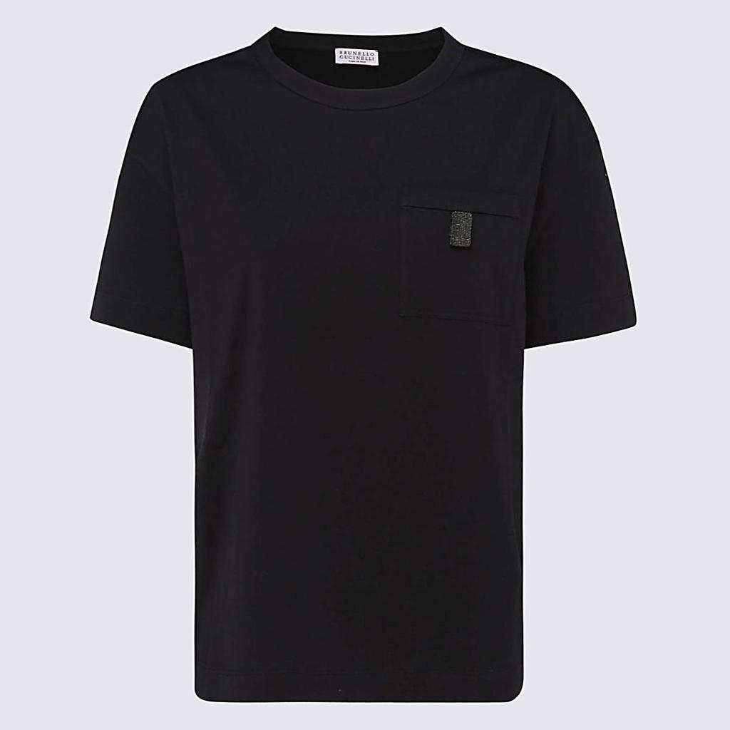 商品Brunello Cucinelli|Brunello Cucinelli T-shirt e Polo Nero,价格¥2643,第1张图片