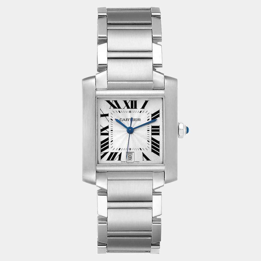 Cartier Silver Stainless Steel Tank Francaise W51002Q3 Automatic Men's Wristwatch 28 mm商品第1张图片规格展示