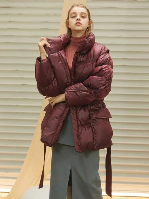 商品NUVO.10|Detachable Sleeve Belted Down Jacket,价格¥2704,第3张图片详细描述