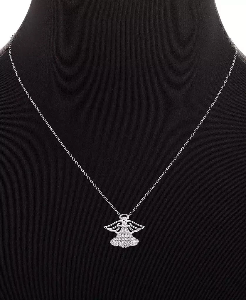 商品Holiday Lane|Cubic Zirconia Angel Pendant Necklace in Sterling Silver, 16" + 2" extender, Exclusively at Macy's,价格¥147,第2张图片详细描述