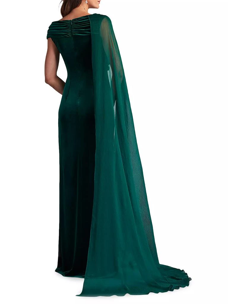 商品Tadashi Shoji|Velvet Chiffon Drape Gown,价格¥3726,第3张图片详细描述