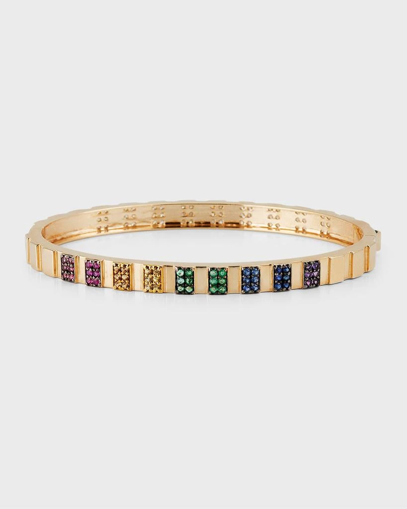 商品Siena Jewelry|14K Gold Rectangle Rainbow Diamond-Side Bangle Bracelet in Pink Spinel, Ruby, Sapphire, Emerald, And Amethyst,价格¥29260,第1张图片