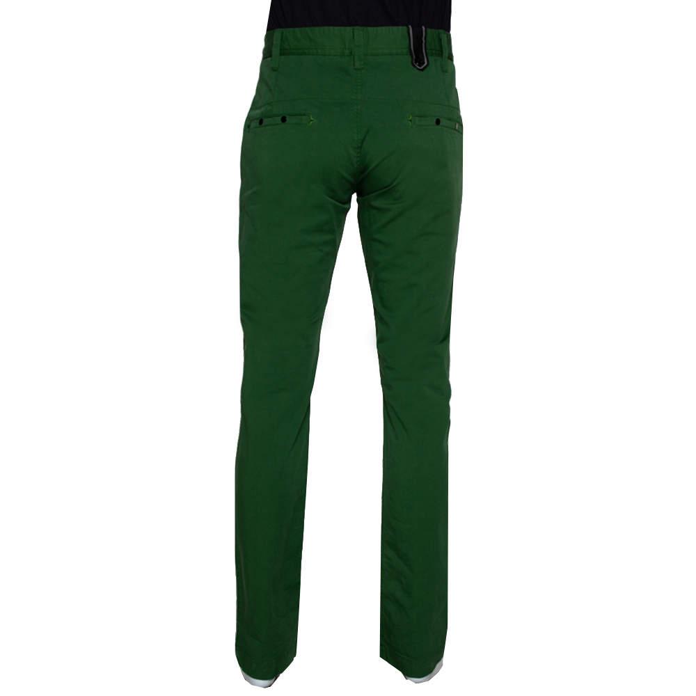 Stone Island Green Stretch Cotton Regular Fit Trousers L商品第3张图片规格展示