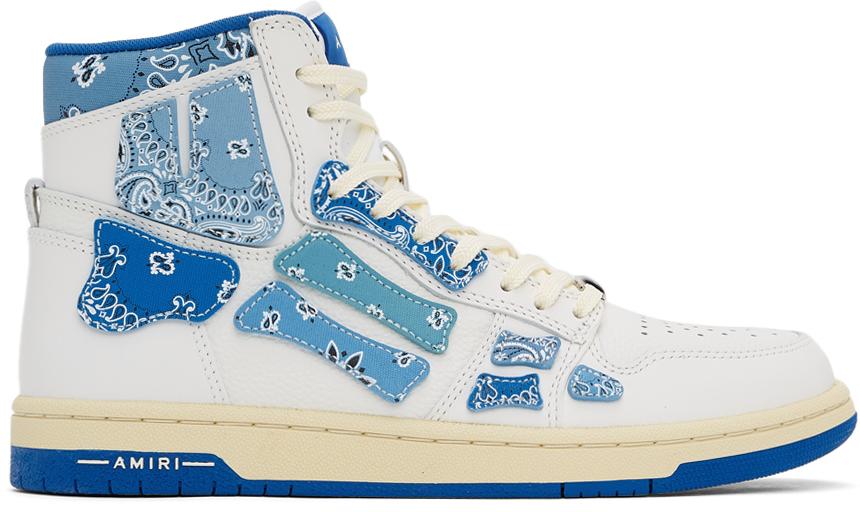 White & Blue Skel Top Hi Bandana Sneakers商品第1张图片规格展示