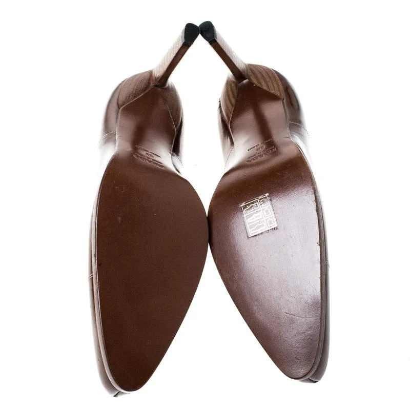 Prada Brown Patent Leather Pointed Toe Pumps Size 38 商品