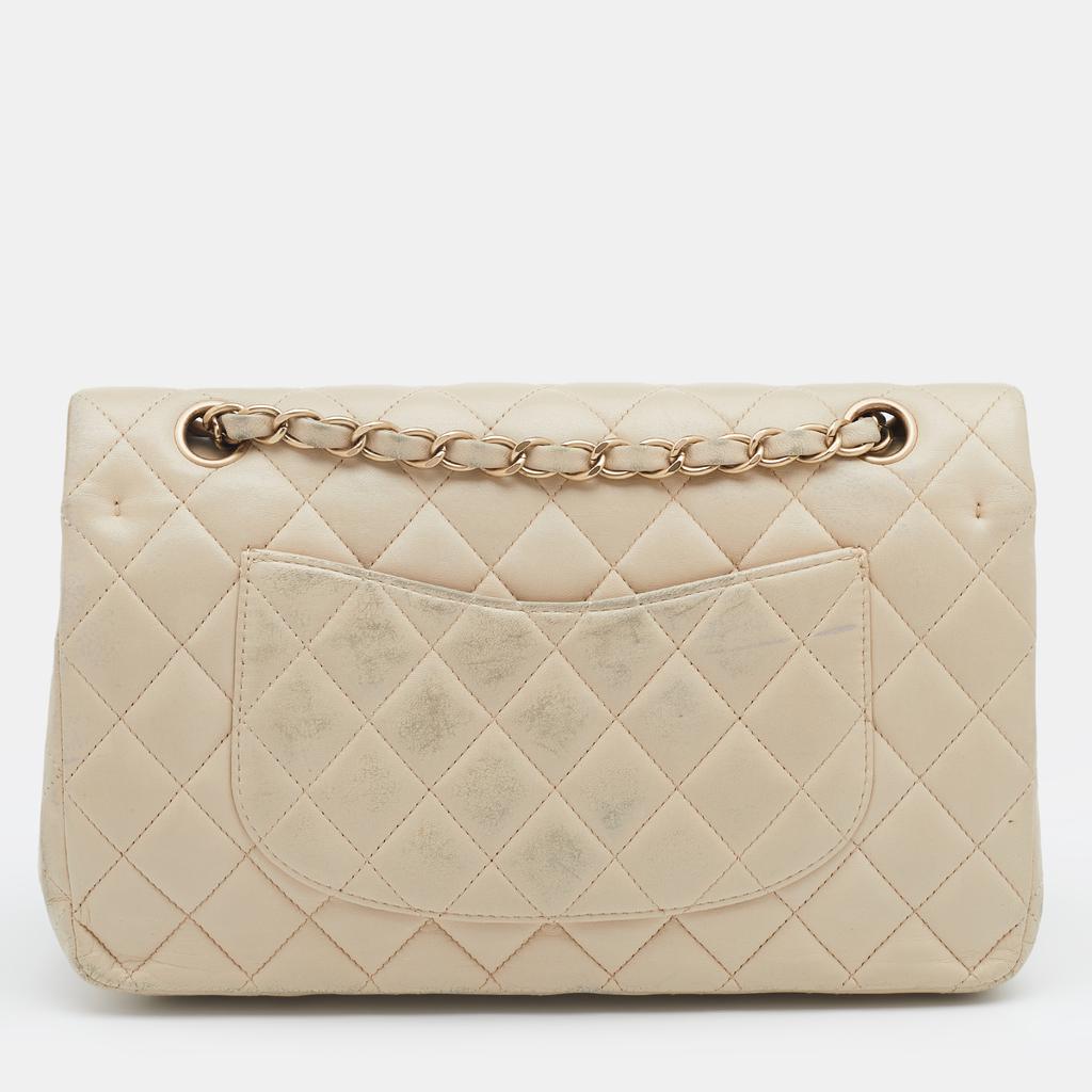 Chanel Cream Quilted Leather Medium Classic Double Flap Bag商品第4张图片规格展示