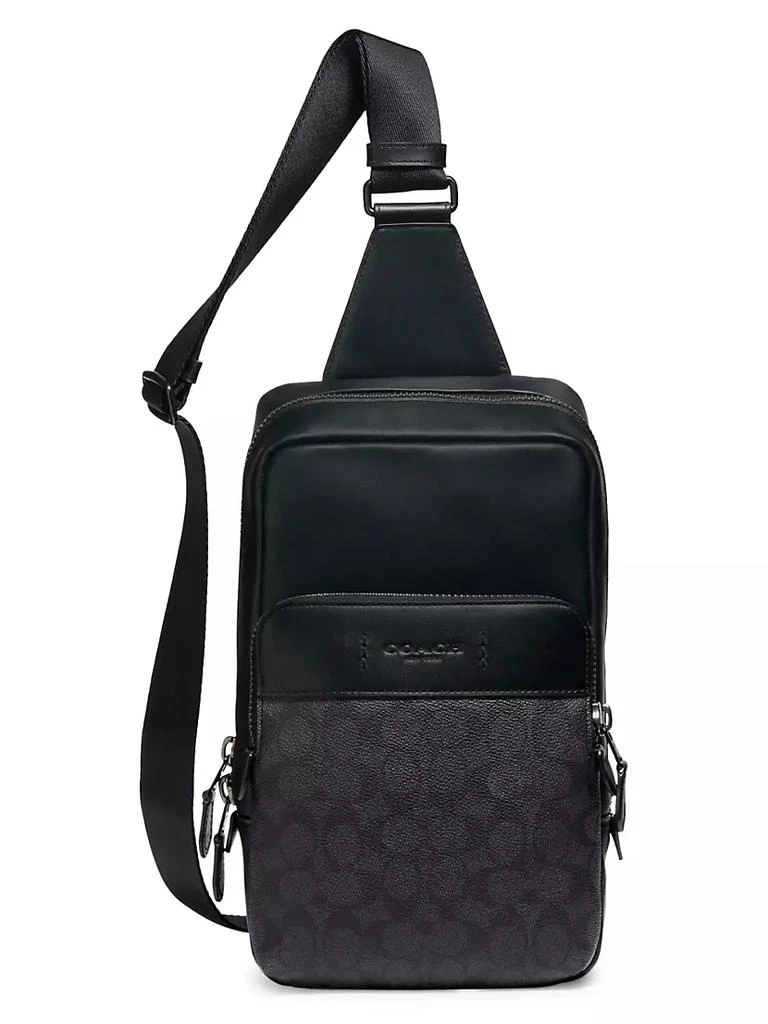 商品Coach|Gotham Leather & Coated Canvas Logo Backpack,价格¥2908,第1张图片
