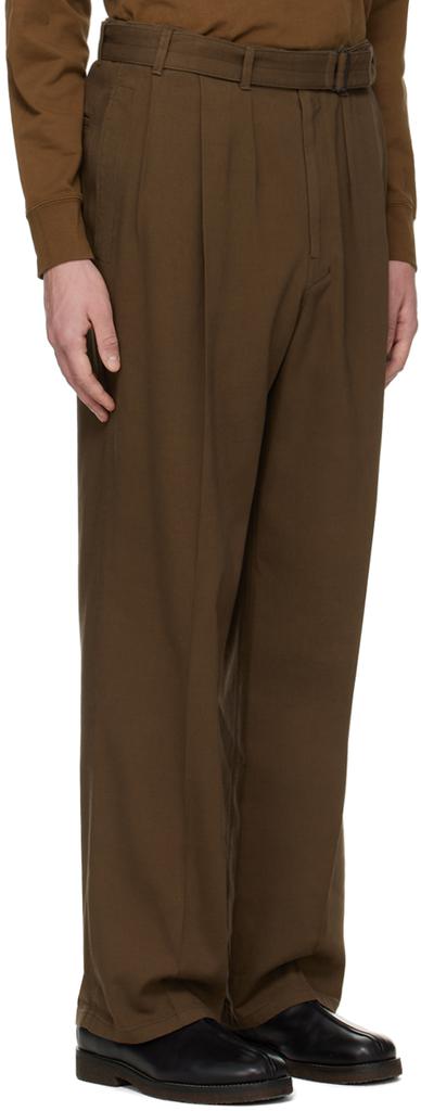 棕色 Loose Pleated 长裤商品第2张图片规格展示