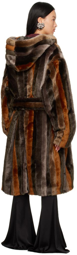 Brown Striped Faux-Fur Coat商品第3张图片规格展示