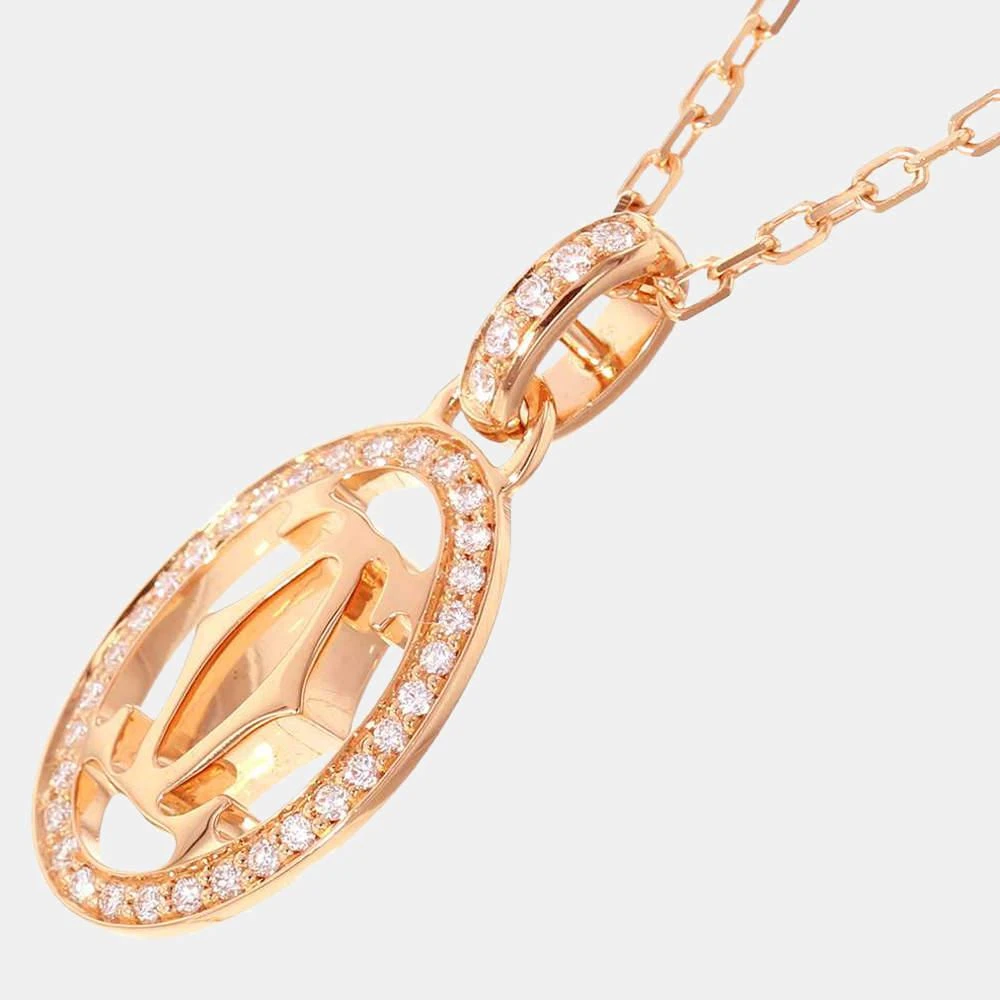 商品[二手商品] Cartier|Cartier 18K Rose Gold Diamond 0.10 Double C De Cartier Necklace ,价格¥23857,第2张图片详细描述