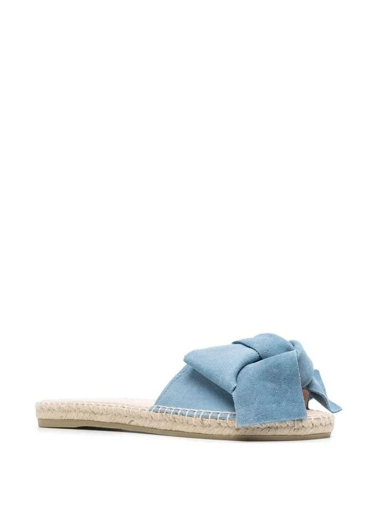 商品Manebi|Manebi Manebì Womans Hamptons Leather Slide Sandals With Pale Blue Suede Bow,价格¥1167,第1张图片