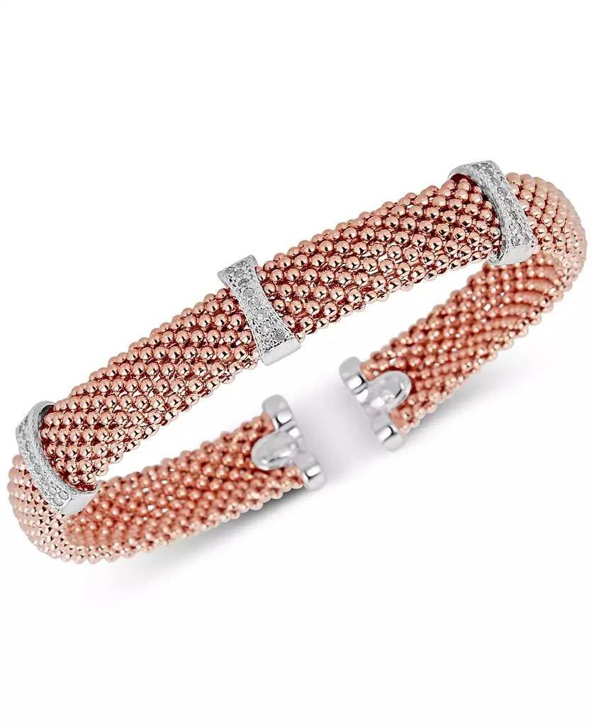 商品Macy's|Diamond Mesh-Look Station Bangle Bracelet (1/4 ct. t.w.) in Sterling Silver & 14k Rose Gold-Plated Sterling Silver,价格¥2325,第1张图片