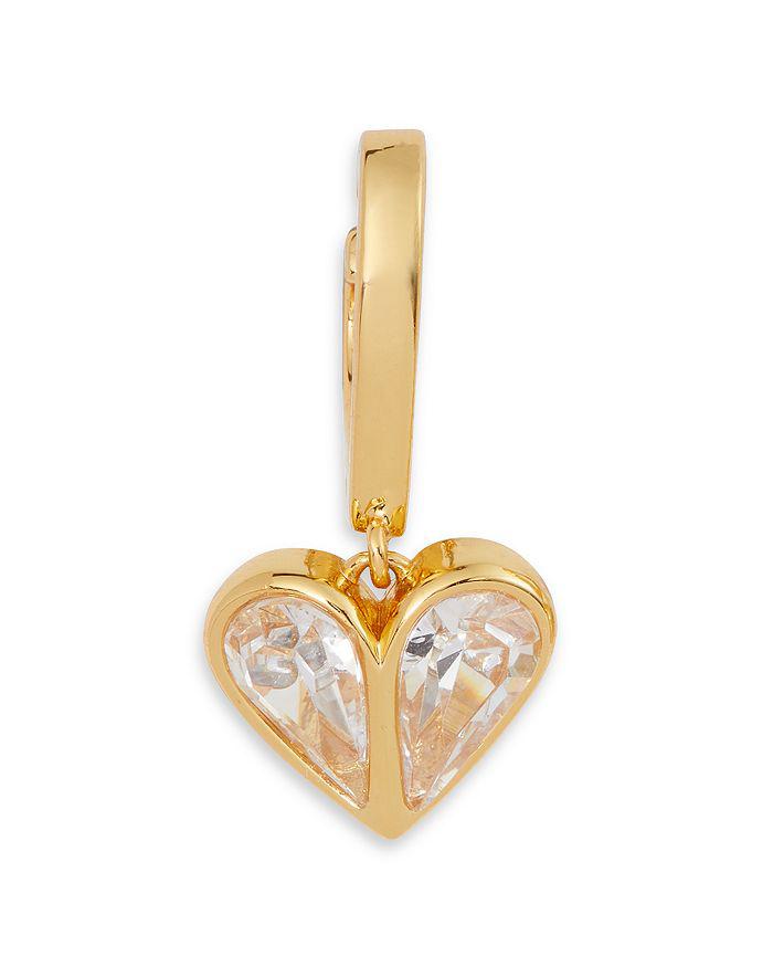Rock Solid Crystal Heart Charm Huggie Hoop Earrings in Gold Tone商品第2张图片规格展示