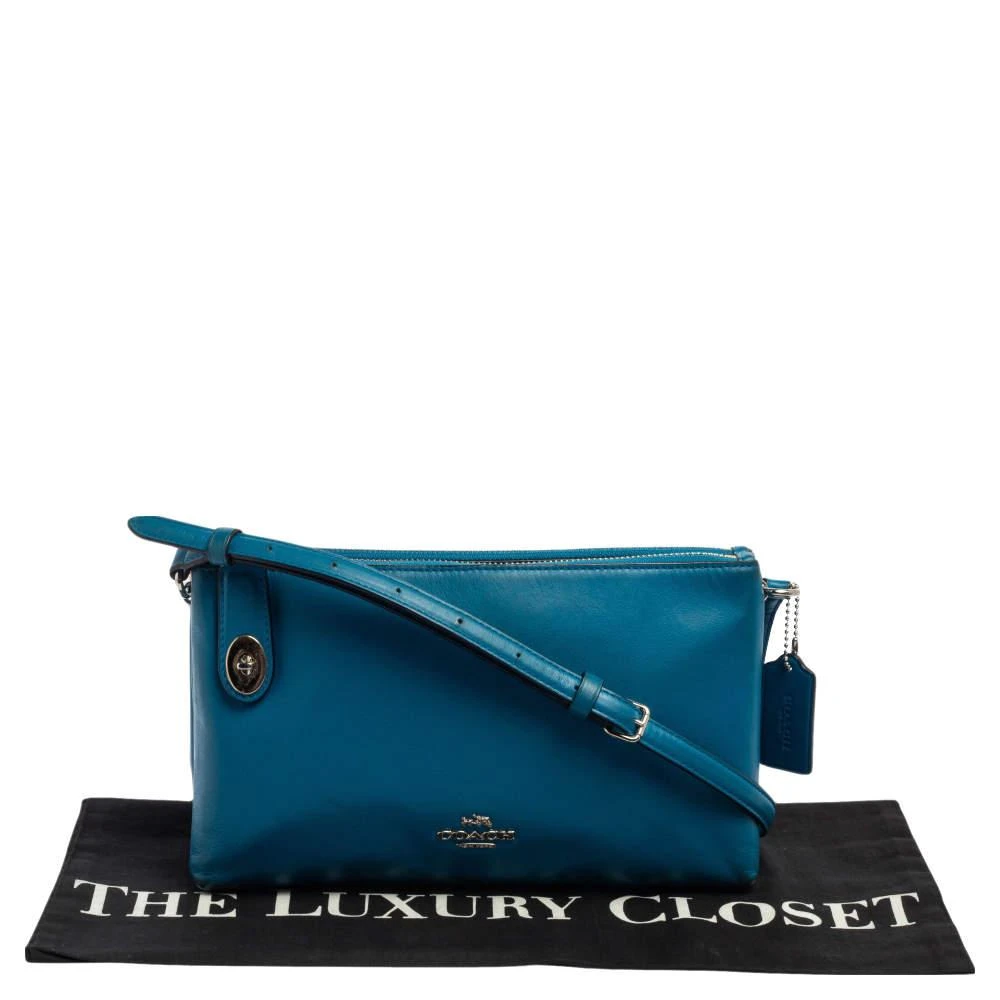 Coach Teal Blue Leather Crosby Double Zip Crossbody Bag 商品