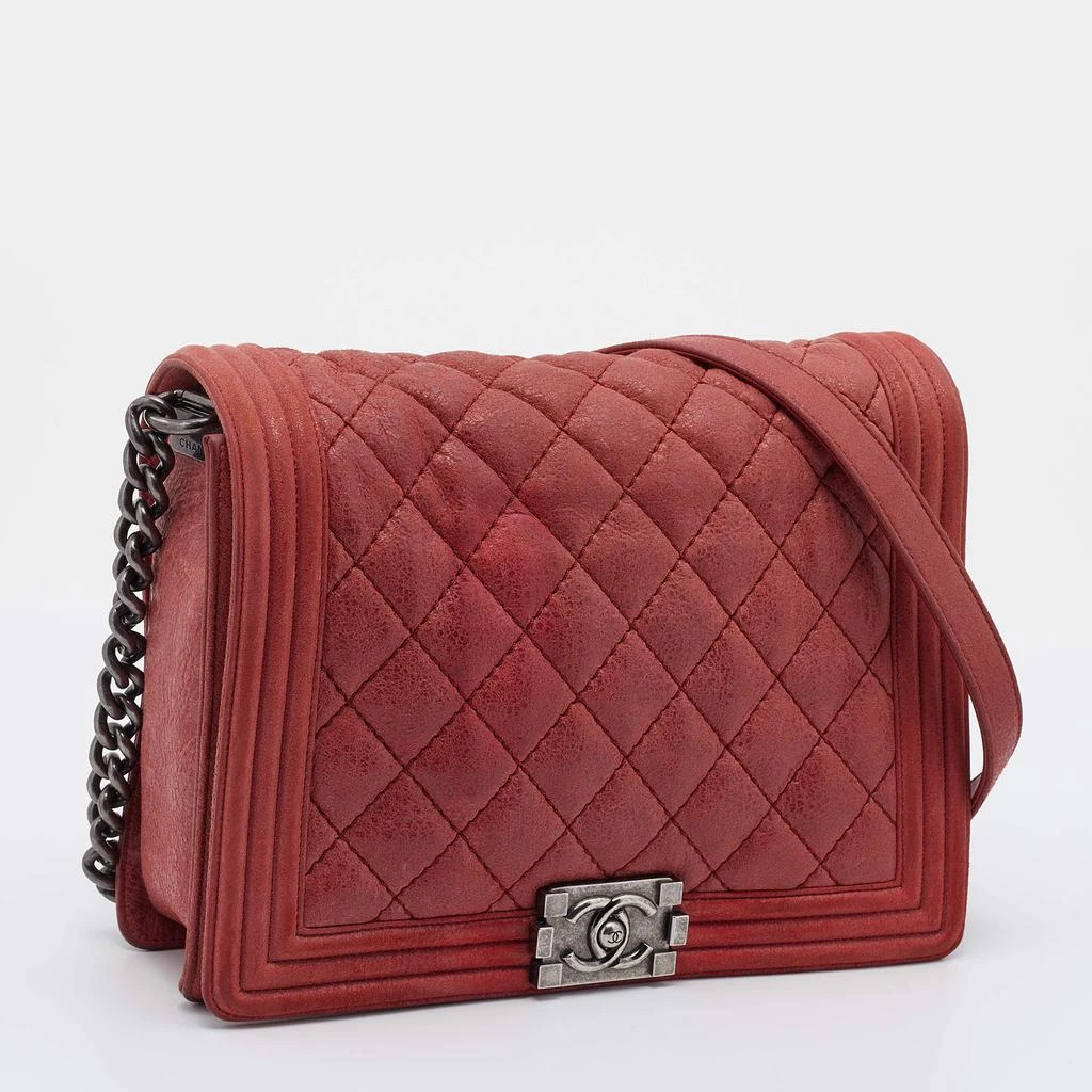 商品[二手商品] Chanel|Chanel Burnt Red Quilted Suede Large Boy Flap Bag,价格¥18853,第3张图片详细描述