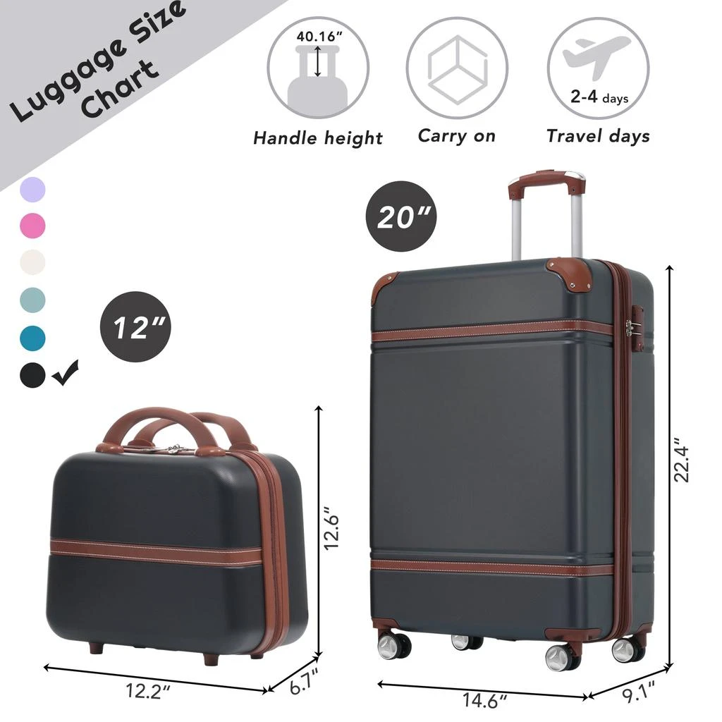 商品Streamdale Furniture|Streamdale 20 IN Hardside Luggage with Cosmetic Case,价格¥1040,第2张图片详细描述