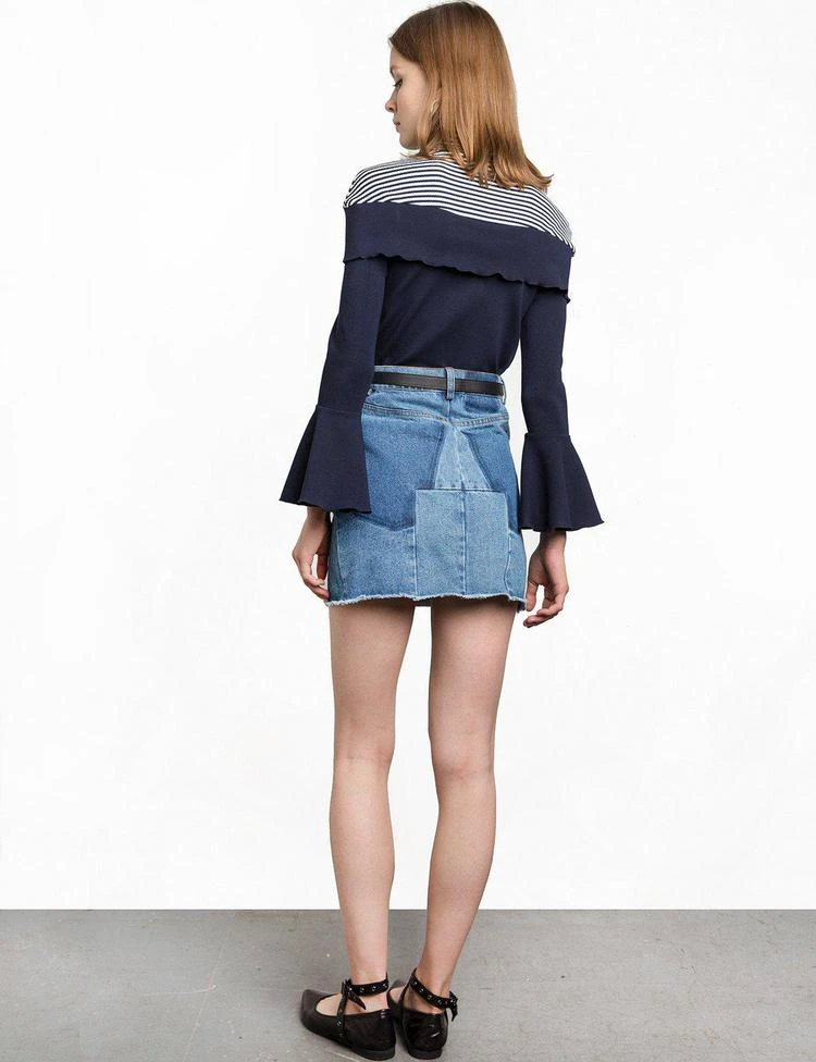 商品Pixie Market|Stripe Jersey Bell Sleeve Top,价格¥493,第5张图片详细描述
