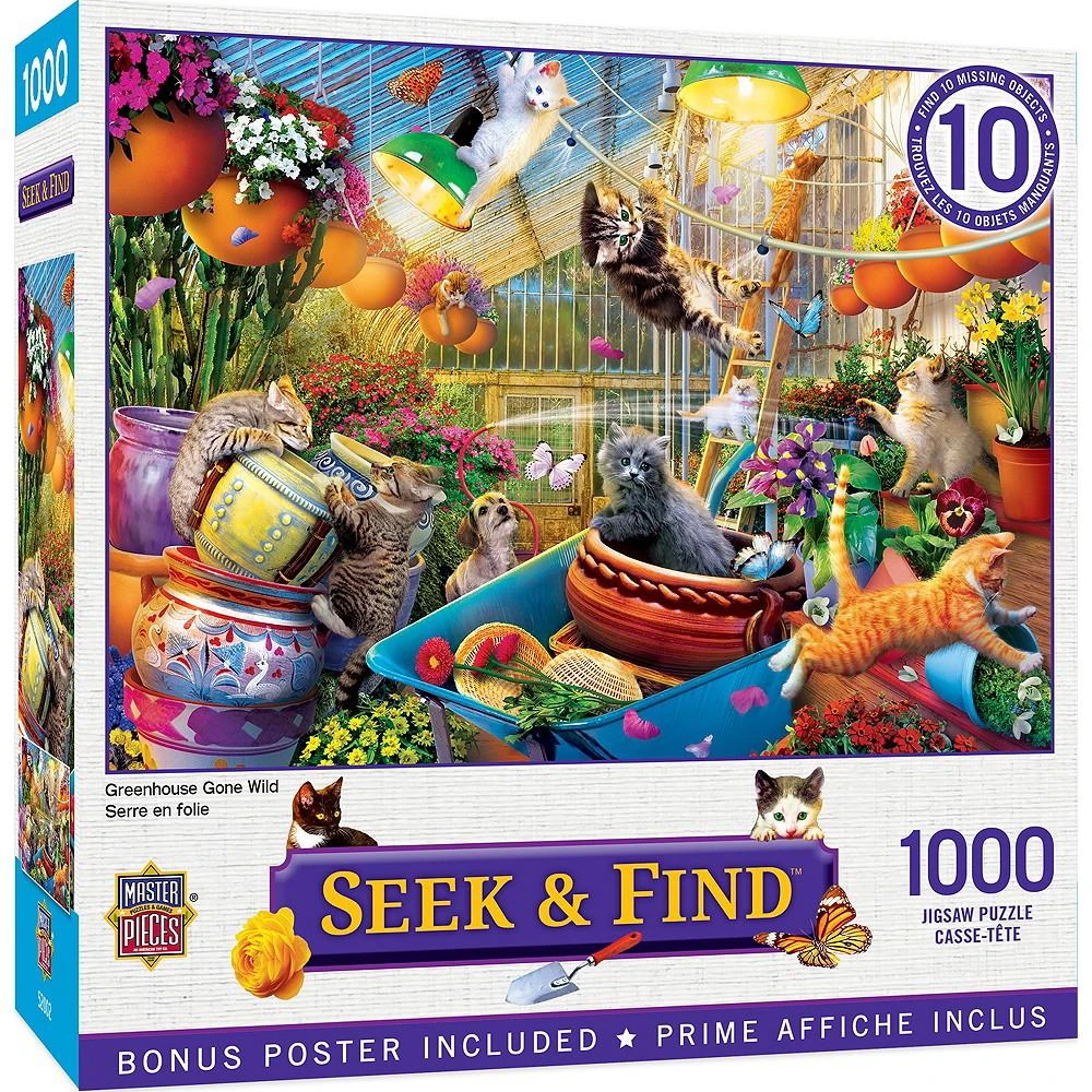 商品MasterPieces Puzzles|Seek & Find - Greenhouse Gone Wild 1000 Piece Adult Jigsaw Puzzle,价格¥164,第1张图片