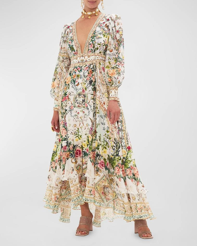 商品Camilla|Long Frilled Silk Button-Front Dress,价格¥5560,第3张图片详细描述