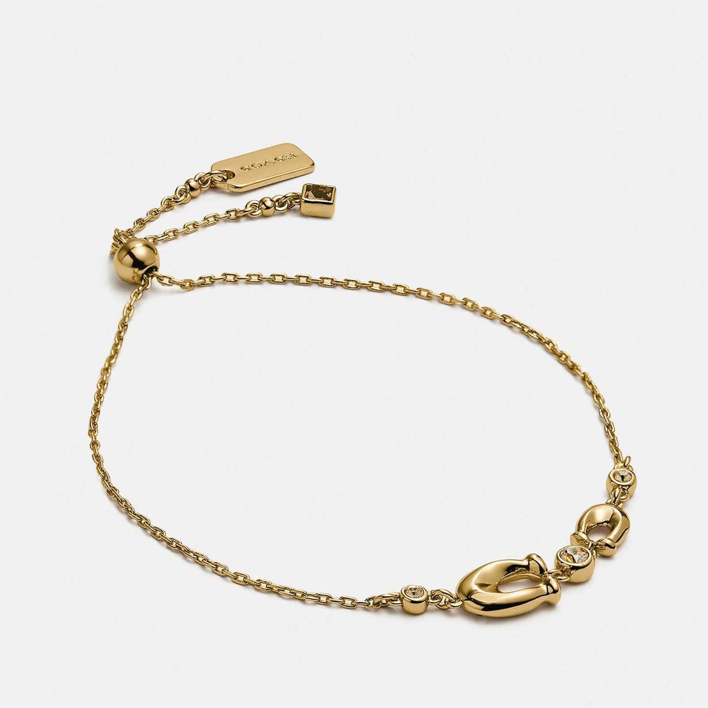商品Coach|Coach Women's C Crystal Slider Bracelet - Gold/Clear,价格¥527,第1张图片